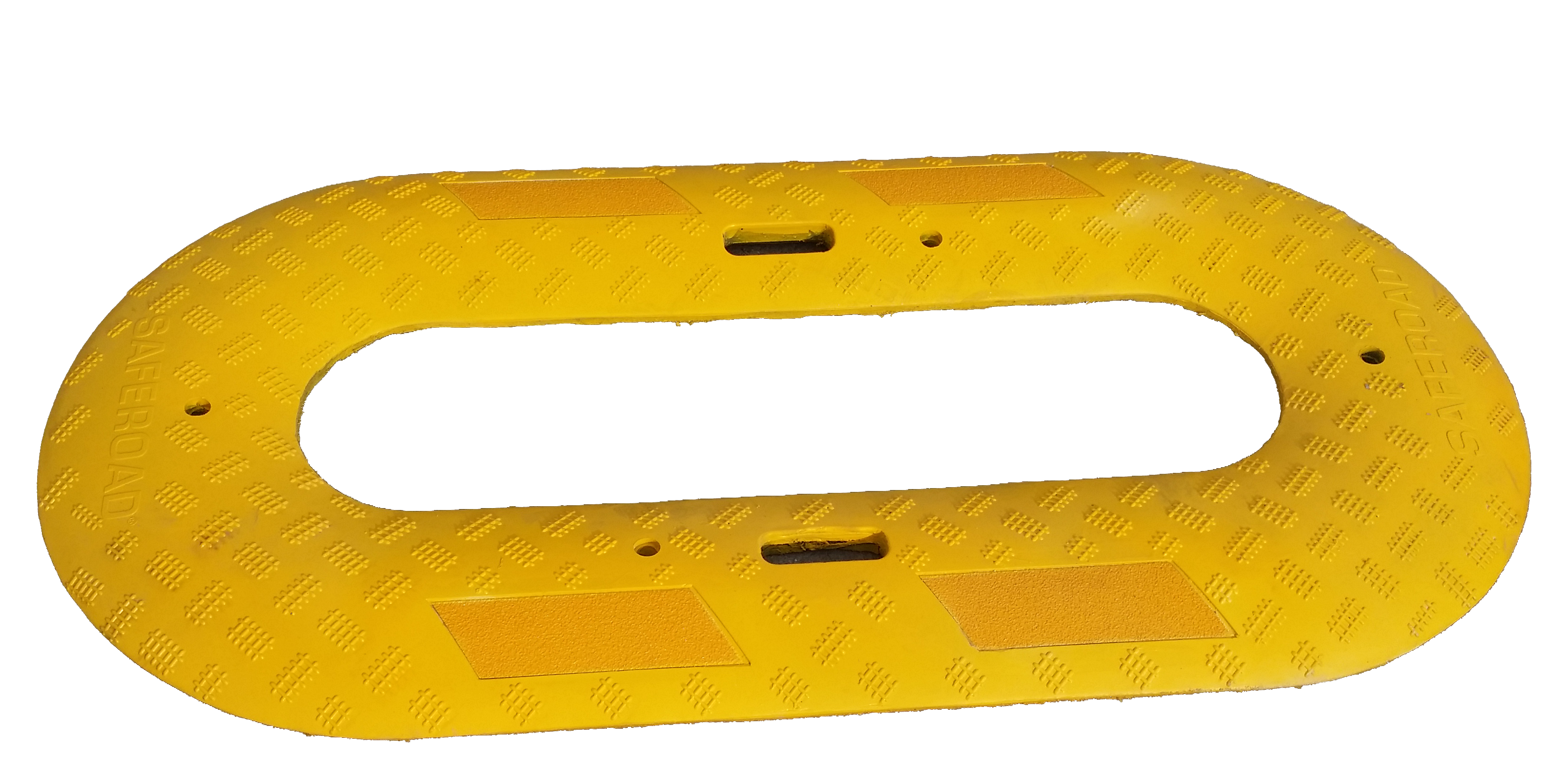 Temporärt gult farthinder i oval form för att sänka farten vid vägarbeten