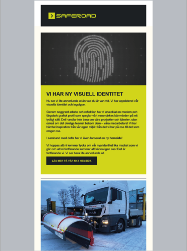 En bild från vårt senaste nyhetsbrev där den största nyheten är at vi har ny visuell identitet