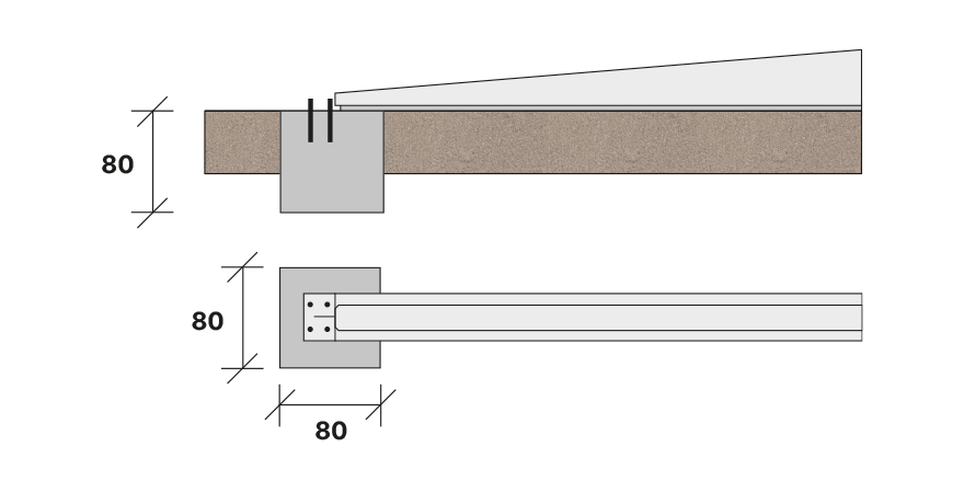 Förankrat betongavslut i hårtpackat grus