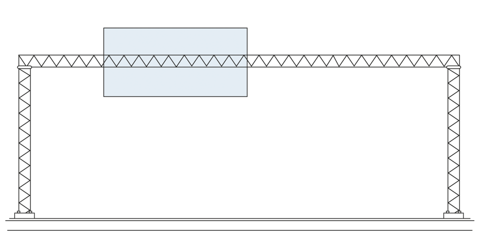 Ritning av en portal med två ben samt en överliggare med en skylt