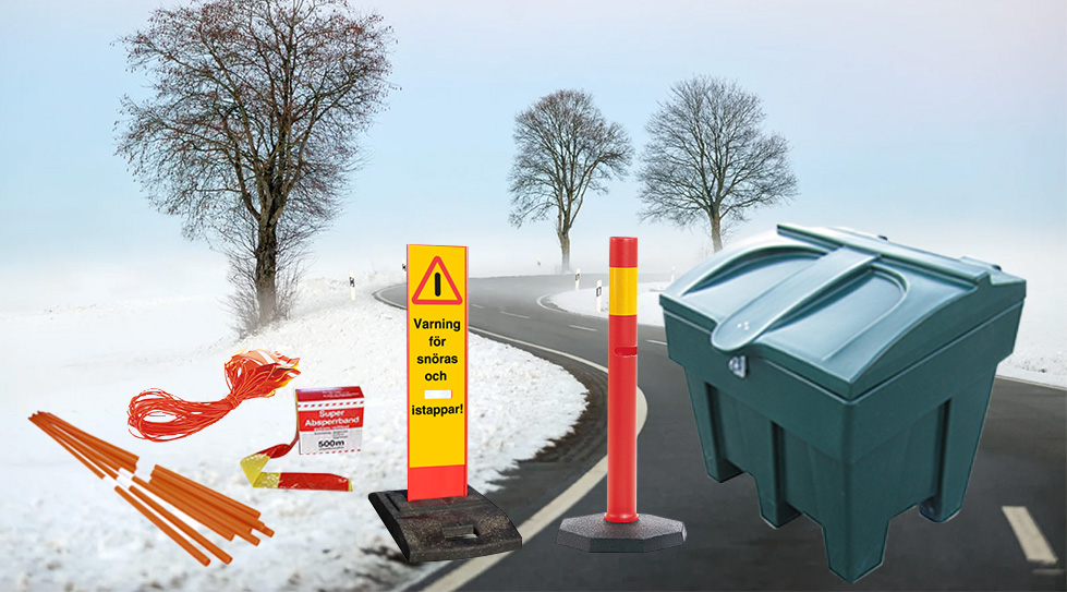 Vinterprodukter på vintrig väg