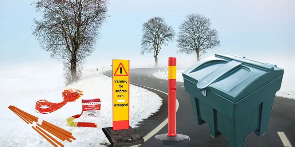 Vinterprodukter på vintrig väg