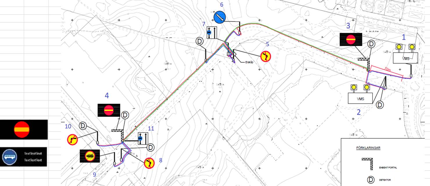 Bild på karta hur man leder trafiken kring Gavlehov
