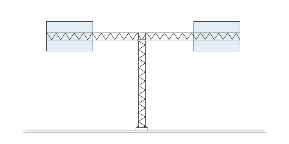 Ritning av en portal med en överliggare med skyltar som är utformat som bokstaven T