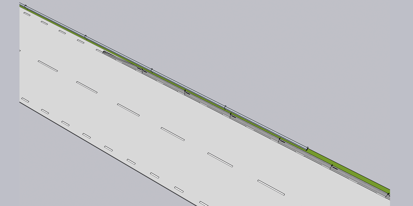 Installation av skyddsbarriären DELTABLOC 65S med överlappsmontering mot rörräcke