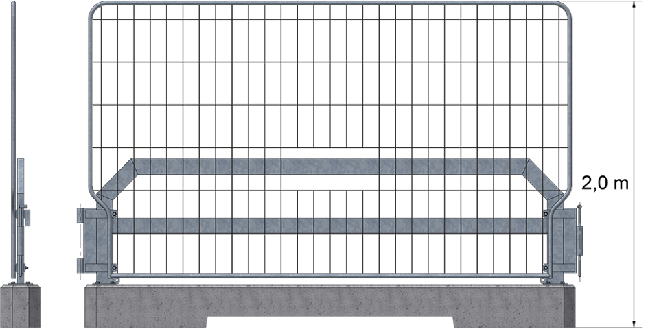 Illustration av skyddsnät monterad på en TA-balk