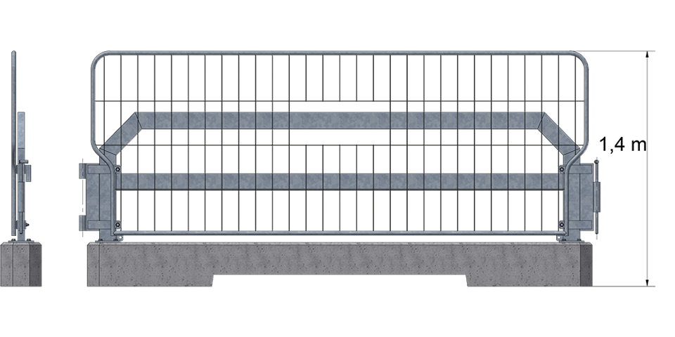 Illustration av skyddsnät monterad på en TA-balk